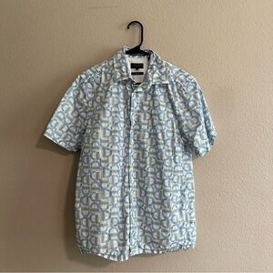 Ted Baker Glais Branded Geo Blue Short Sleeve Shirt